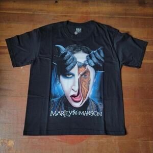 Vtg MARILYN MANSON Torn Face Grotesque Weird Graphic Metal Band T Shirt XL